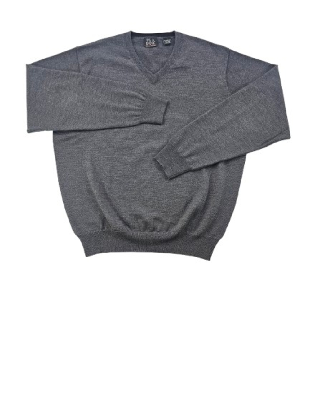 Jos A Bank Signature Collection Merino Wool V Neck Sweater Men's L Gray Pullover